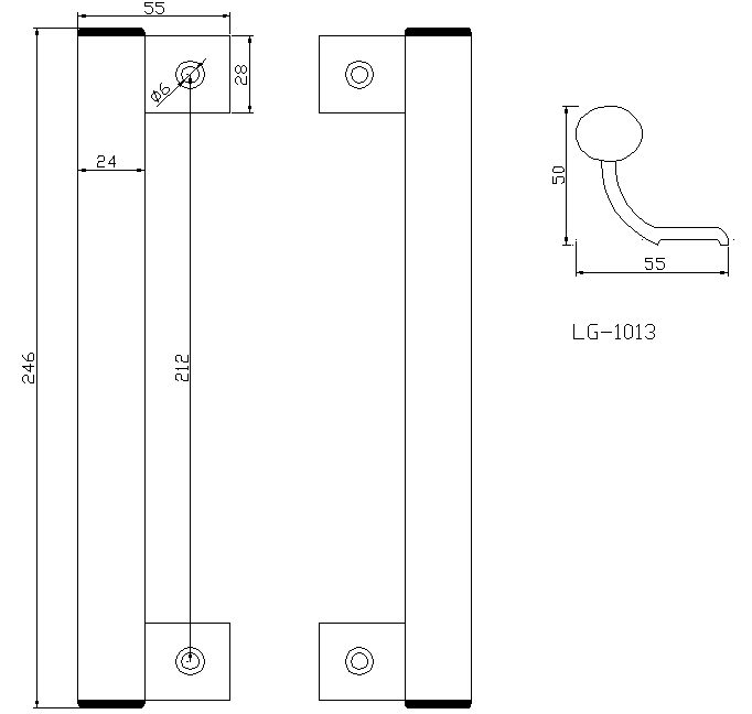 1013 door handle size